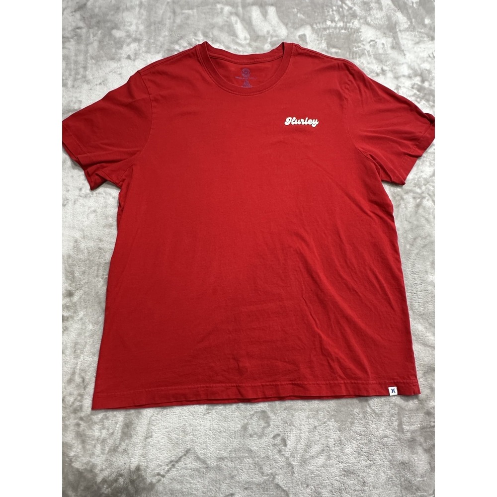 Hurley T-Shirt Men's Size XL Red Short Sleeve Crew Raised 3D Front Lettering